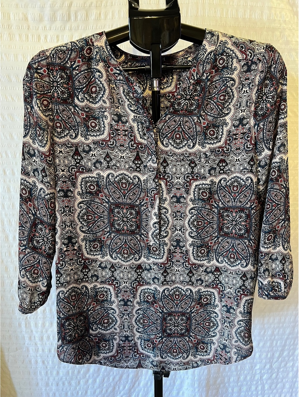 NYDJ Paisley Medallion Print Tunic Blouse Top Women’s Medium Long Sleeve
